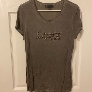 INC International Concepts Charcoal Love Embellished Tee